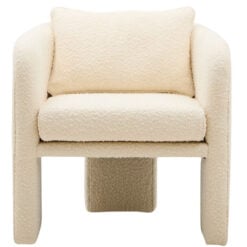 Cream White Boucle Tub Open Back Armchair Accent Chair With Cushion