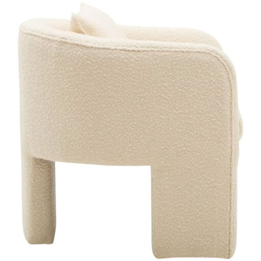 Cream White Boucle Tub Open Back Armchair Accent Chair With Cushion