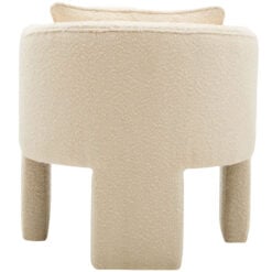 Cream White Boucle Tub Open Back Armchair Accent Chair With Cushion