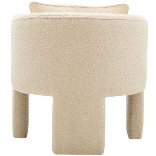 Cream White Boucle Tub Open Back Armchair Accent Chair With Cushion