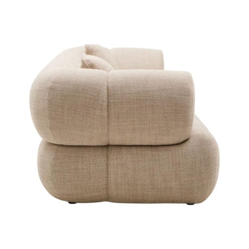 Dark Cream Natural Linen 3 Seater Curved Channel Detail Cloud Sofa 269cm