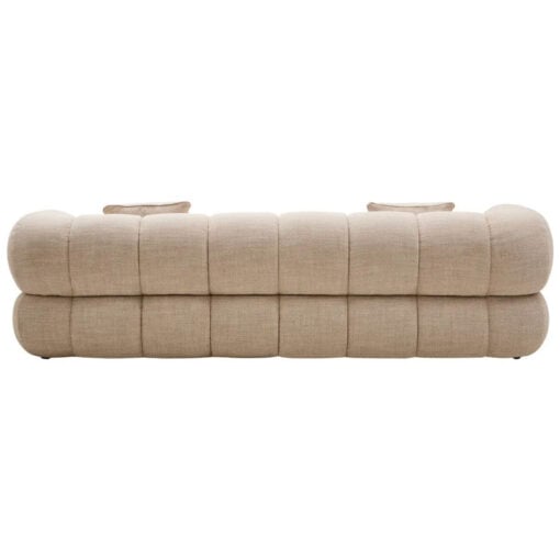 Dark Cream Natural Linen 3 Seater Curved Channel Detail Cloud Sofa 269cm