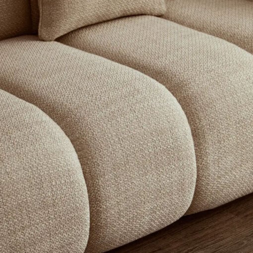 Dark Cream Natural Linen 3 Seater Curved Channel Detail Cloud Sofa 269cm