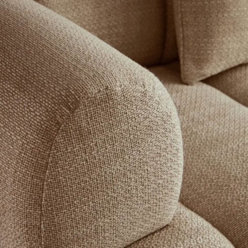 Dark Cream Natural Linen 3 Seater Curved Channel Detail Cloud Sofa 269cm