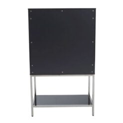 Grey High Gloss Wood And Silver Chrome Metal 2 Door Drinks Bar Cabinet