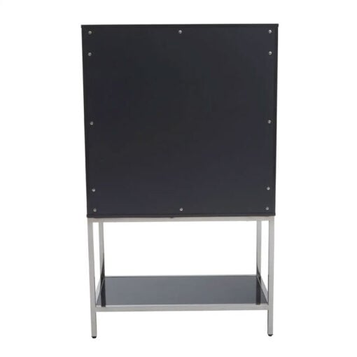 Grey High Gloss Wood And Silver Chrome Metal 2 Door Drinks Bar Cabinet