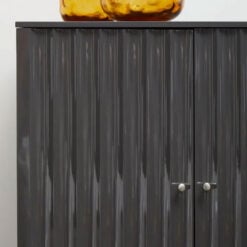 Grey High Gloss Wood And Silver Chrome Metal 2 Door Drinks Bar Cabinet