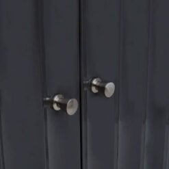 Grey High Gloss Wood And Silver Chrome Metal 2 Door Drinks Bar Cabinet