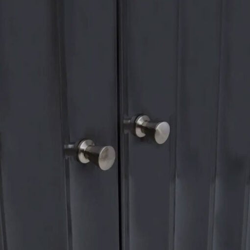Grey High Gloss Wood And Silver Chrome Metal 2 Door Drinks Bar Cabinet