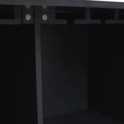 Grey High Gloss Wood And Silver Chrome Metal 2 Door Drinks Bar Cabinet