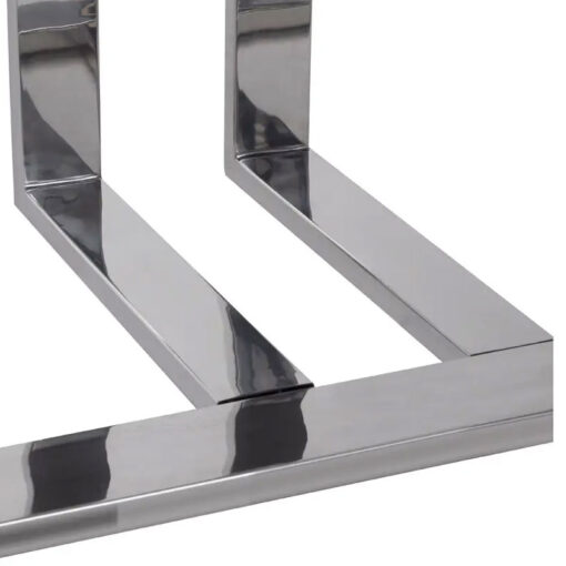 Grey High Gloss Wood And Silver Chrome Metal 2 Drawer Large Console Table 149cm
