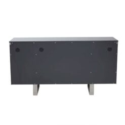 Grey High Gloss Wood And Silver Chrome Metal 4 Door Sideboard 146cm