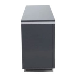Grey High Gloss Wood And Silver Chrome Metal 4 Door Sideboard 146cm