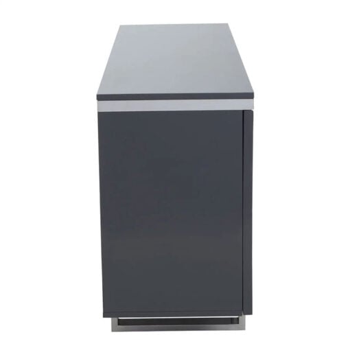 Grey High Gloss Wood And Silver Chrome Metal 4 Door Sideboard 146cm
