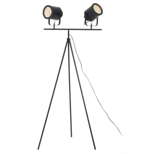 Industrial Black Metal 2 Movable Spotlights Tripod Floor Lamp