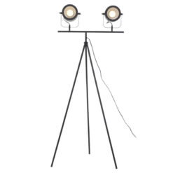 Industrial Black Metal 2 Movable Spotlights Tripod Floor Lamp