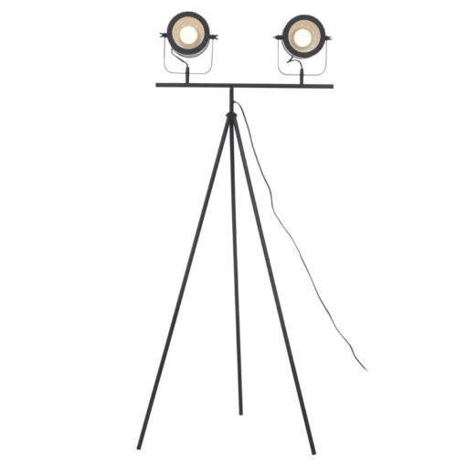 Industrial Black Metal 2 Movable Spotlights Tripod Floor Lamp