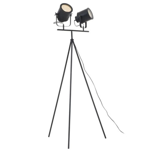 Industrial Black Metal 2 Movable Spotlights Tripod Floor Lamp