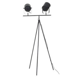Industrial Black Metal 2 Movable Spotlights Tripod Floor Lamp