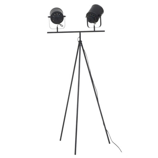 Industrial Black Metal 2 Movable Spotlights Tripod Floor Lamp