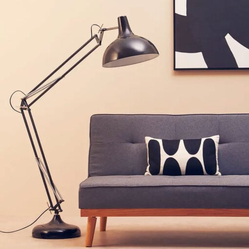 Industrial Black Metal Adjustable Study Floor Lamp