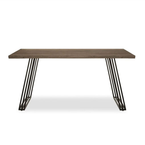Industrial Black Metal And Brown Wood Veneer 6 Seater Dining Table 160cm