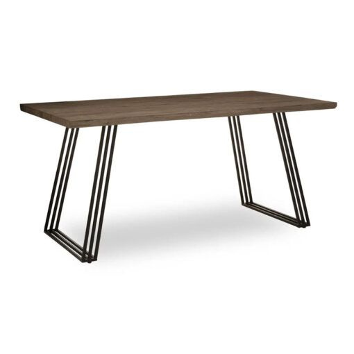 Industrial Black Metal And Brown Wood Veneer 6 Seater Dining Table 160cm