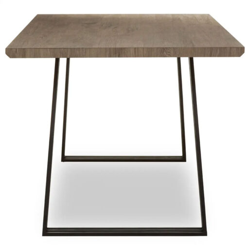 Industrial Black Metal And Brown Wood Veneer 6 Seater Dining Table 160cm