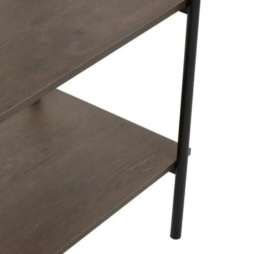 Industrial Black Metal And Dark Oak Wood Veneer 5 Tier Shelving Unit Bookcase 162cm