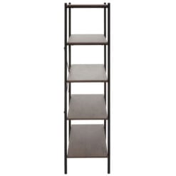 Industrial Black Metal And Dark Oak Wood Veneer 5 Tier Shelving Unit Bookcase 162cm