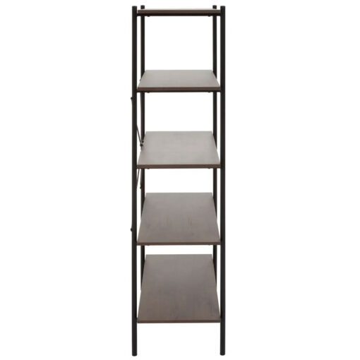 Industrial Black Metal And Dark Oak Wood Veneer 5 Tier Shelving Unit Bookcase 162cm