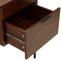 Industrial Black Metal And Dark Walnut Wood Veneer 2 Drawer Desk