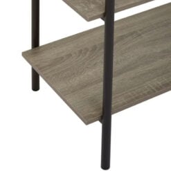 Industrial Black Metal And Grey Oak Wood Veneer 5 Tier Shelving Unit Bookcase 162cm