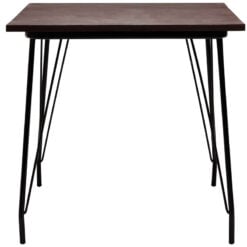 Industrial Black Metal And Solid Dark Elm Wood Square 4 Seater Dining Table 80cm