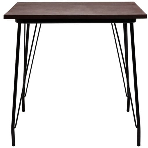 Industrial Black Metal And Solid Dark Elm Wood Square 4 Seater Dining Table 80cm
