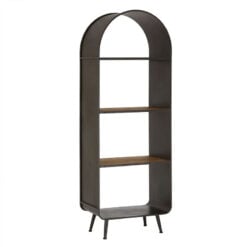 Industrial Black Metal And Solid Fir Wood 4 Tier Arched Shelving Unit Bookcase 178cm