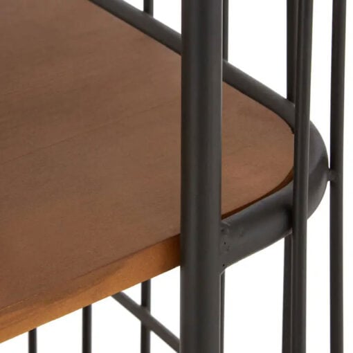 Industrial Black Metal And Solid Wood Cage Style 6 Tier Large Shelving Unit Bookcase With Wheels 191cm