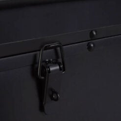 Industrial Black Metal And Solid Wood Trunk Lift Top Storage Coffee Table 80cm