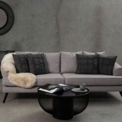 Industrial Black Metal Wire Frame And Black Glass Round Coffee Table 75cm