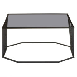 Industrial Black Metal Wire Frame And Grey Glass Coffee Table 75cm