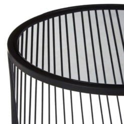 Industrial Black Metal Wire Frame And Grey Glass Set Of 2 Nesting Side Tables