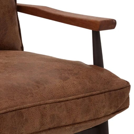 Industrial Brown Faux Leather And Black Metal 2 Seater Sofa