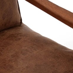 Industrial Brown Faux Leather And Black Metal 2 Seater Sofa