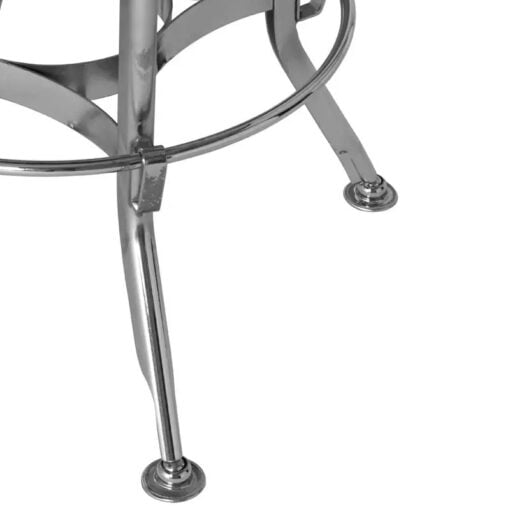 Industrial Factory Silver Chrome Metal Height Adjustable Bar Stool With Black Solid Ash Wood Seat