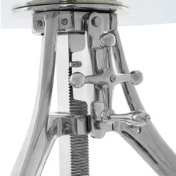 Industrial Factory Silver Nickel Metal And Glass Crank Height Adjustable Bar Table