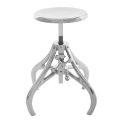 Industrial Factory Silver Nickel Metal Crank Height Adjustable Bar Stool