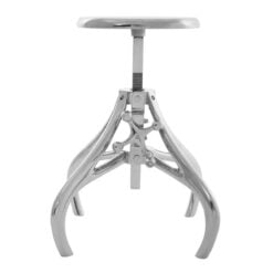 Industrial Factory Silver Nickel Metal Crank Height Adjustable Bar Stool
