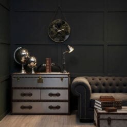Industrial Metal And Genuine Cow Hide Leather Trunk Style Chest Of Drawers Cabinet Sideboard