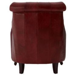 Industrial Red Genuine Leather Tufted Studded Chesterfield Heritage Armchair With Cabriole Walnut Wood Legs