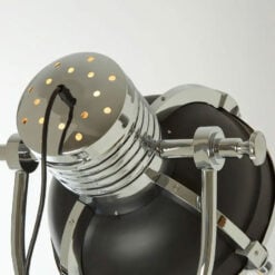 Industrial Silver Chrome And Matte Black Metal Adjustable Tripod Floor Lamp